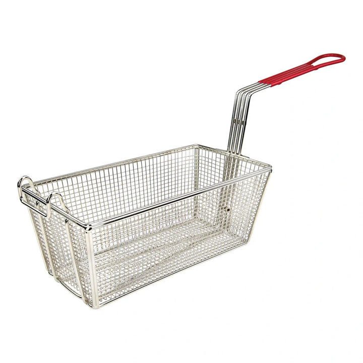 Winco FB-25 Fry Basket, 12-7/8" x 6-1/2" x 5-3/8", Red Handle