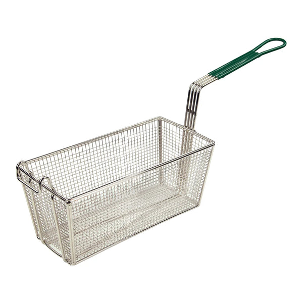 Winco FB-30 Fry Basket, 13-1/4" x 6-1/2" x 5-7/8", 10" Green Handle