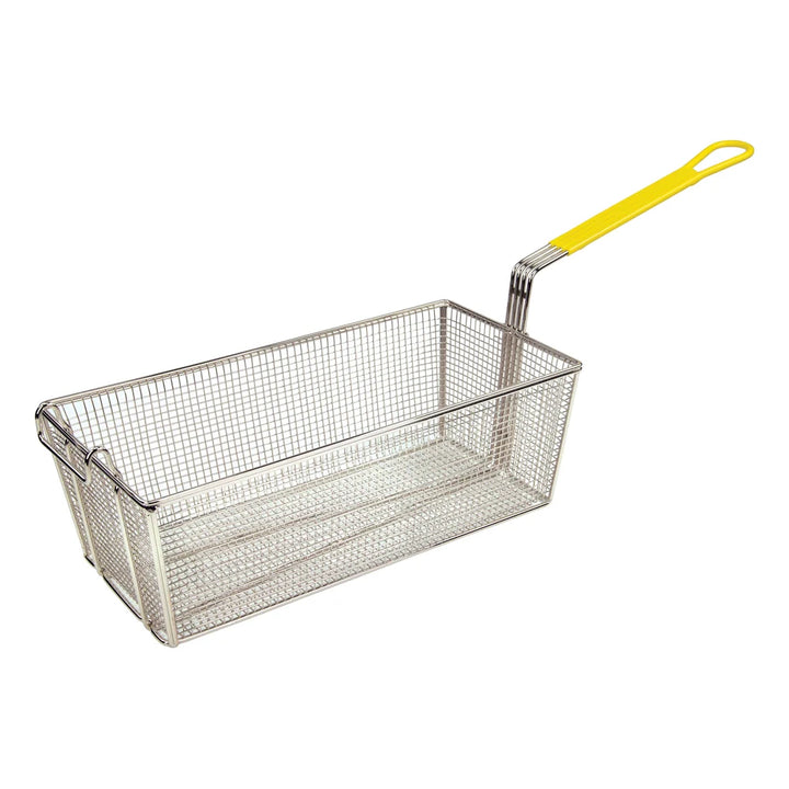 Winco FB-40 Fry Basket, 17" x 8-1/4" x 6", 12" Yellow Handle