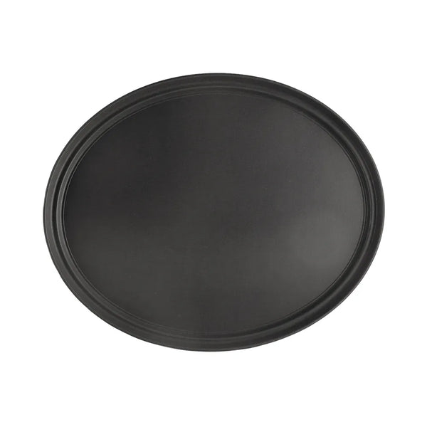 CAC China FGTO-2722BK Tray Fiberglass Oval Black 27x22" Case of 6 Pcs