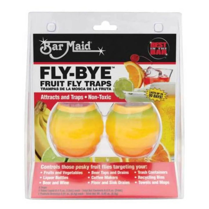 Bar Maid FLY-BYE Non-Toxic Fruit Fly Traps — 2 Traps per Pack, 6 Packs per Case