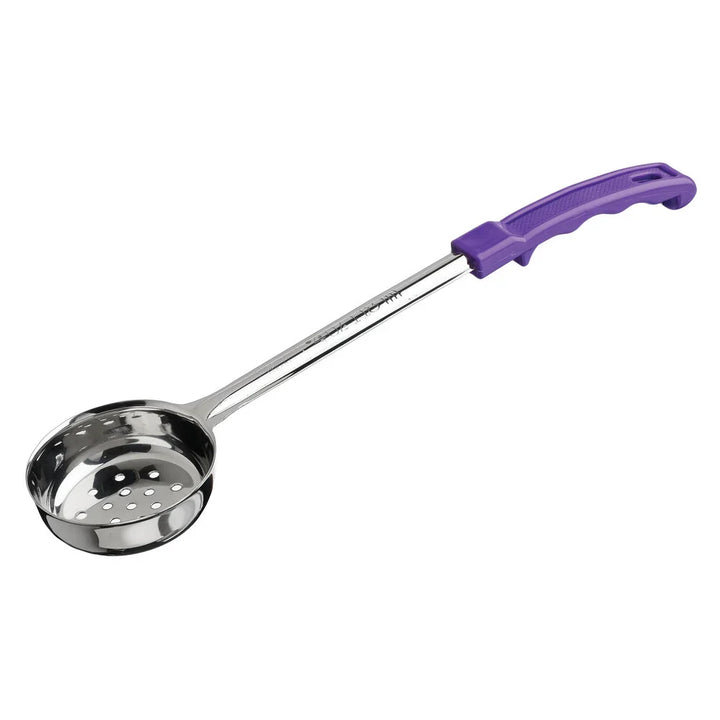 Winco FPP-4P 4oz Allergen-Free Stainless Steel Perforated Food Portioner with Purple Handle