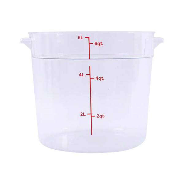 CAC China FS1P-6C Food Storage Container Round PC Clear 6QT Case of 12 Pcs