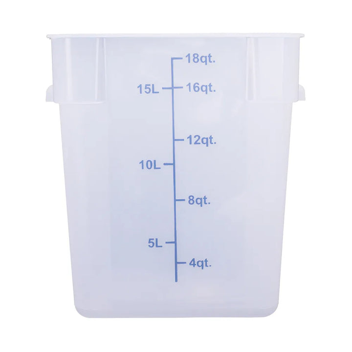 CAC China FS2P-SQ18T Food Storage CTR. Sq. PP Trans. 18QT Case of 12 Pcs