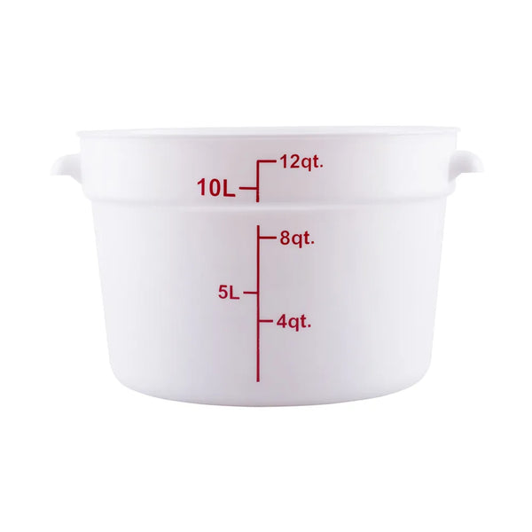 CAC China FS3P-12W Food Storage Container Round PP White 12QT Case of 12 Pcs