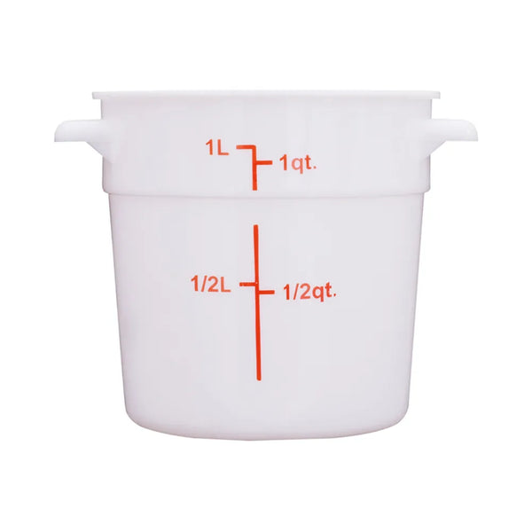 CAC China FS3P-1W Food Storage Container Round PP White 1QT /Each