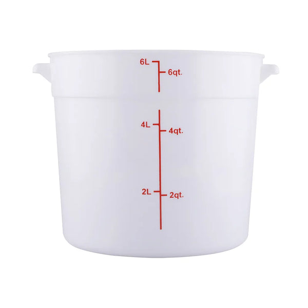 CAC China FS3P-6W Food Storage Container Round PP White 6QT Case of 12 Pcs