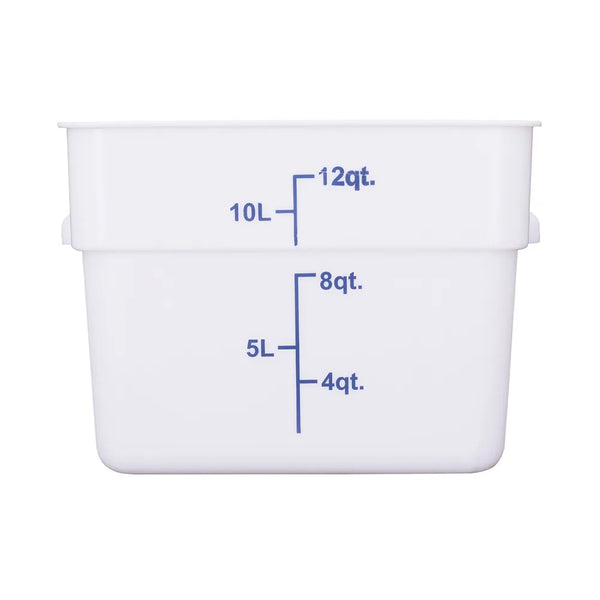 CAC China FS3P-SQ12W Food Storage Container Square PP White 12QT Case of 12 Pcs