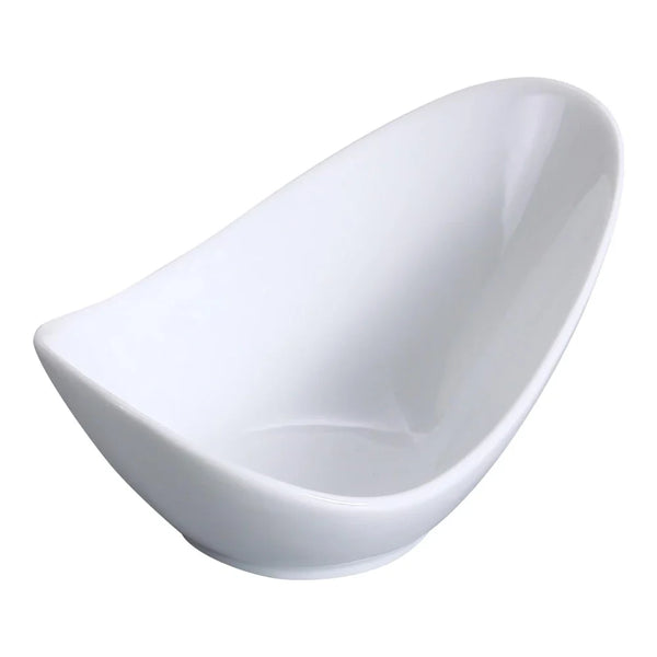 Yanco FU-504 Fuji 4" Boat-Shaped Fortune Bowl in White Porcelain, 2oz - Pack of 48