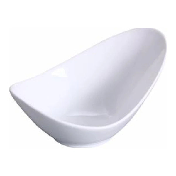 Yanco FU-508 Fuji 8.25" Boat-Shaped Fortune Bowl in White Porcelain, 18oz - Pack of 36