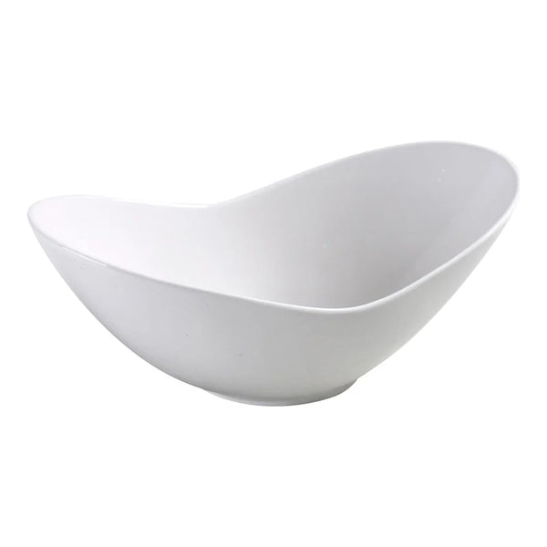 Yanco FU-510 Fuji 10" Boat-Shaped Fortune Bowl in White Porcelain, 28oz - Pack of 12