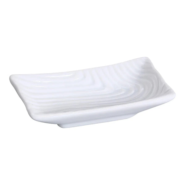 Yanco FU-903 Fuji 3.5" Rectangular Sauce Dish in White Porcelain, 1.5oz - Pack of 48