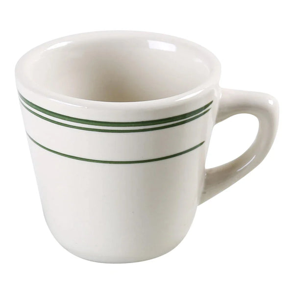 Yanco GB-1 Green Band 3.38" Tall Cup in White Ceramic, 7oz - Pack of 36