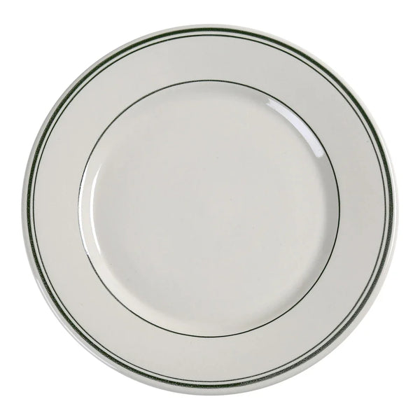 Yanco GB-22 Green Band 8.38" Round Plate in White Ceramic - Pack of 36