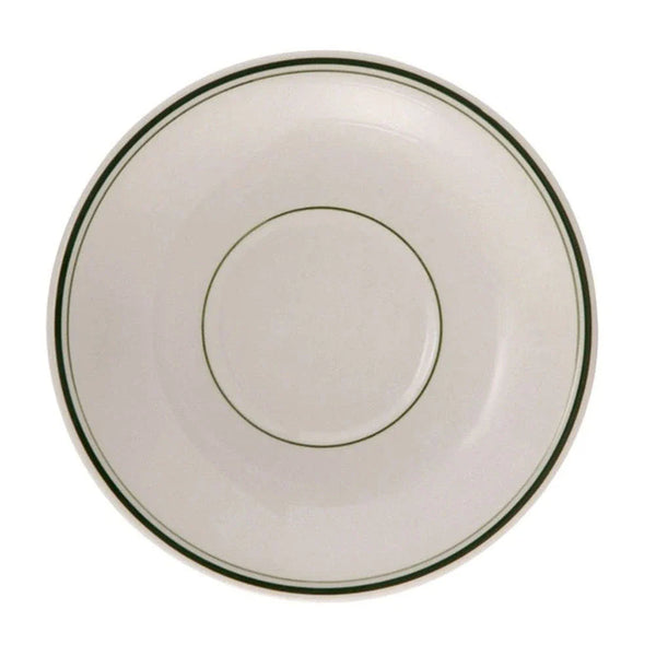 Yanco GB-2 Green Band 6.13" Round Saucer in White Ceramic - Pack of 36