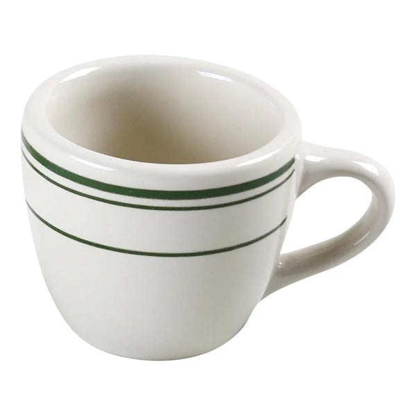 Yanco GB-35 Green Band 2.5" Cup in White Ceramic, 3.5oz - Pack of 36