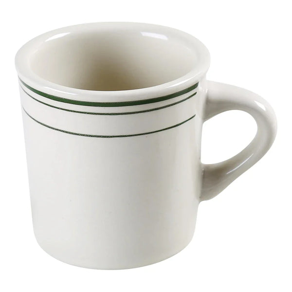 Yanco GB-38 Green Band 3.13" Mug in White Ceramic, 8oz - Pack of 36