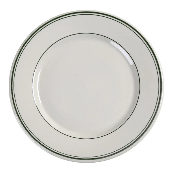 Yanco GB-5 Green Band 5.5" Round Plate in White Ceramic - Pack of 36