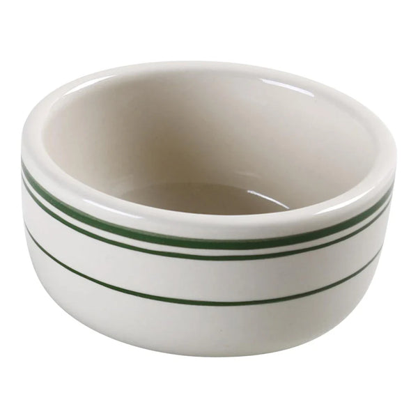 Yanco GB-95 Green Band 4.38" Jung Bowl in White Ceramic, 9.5 Oz - Pack of 36