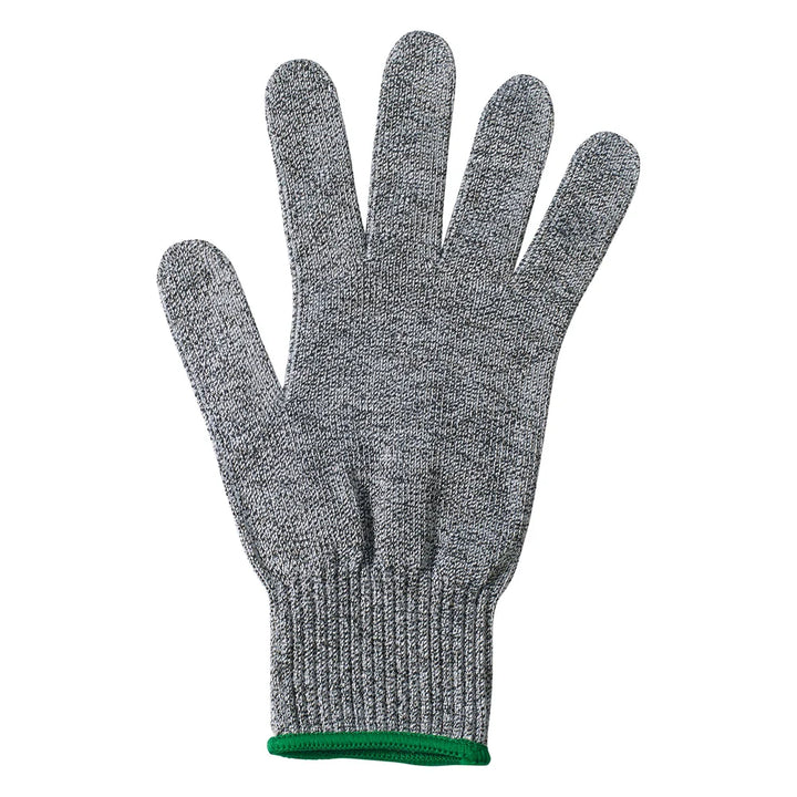 Winco GCRA-M Cut Resistant Glove, M, Antimicrobial Agent, ANSI Lvl A5, Gray, Green Wristband