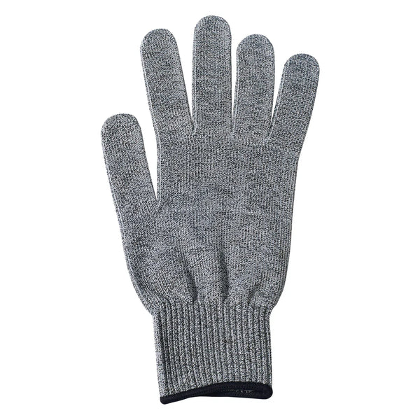 Winco GCRA-XL Cut Resistant Glove, XL, Antimicrobial Agent, ANSI Lvl A5, Gray, Black Wristband