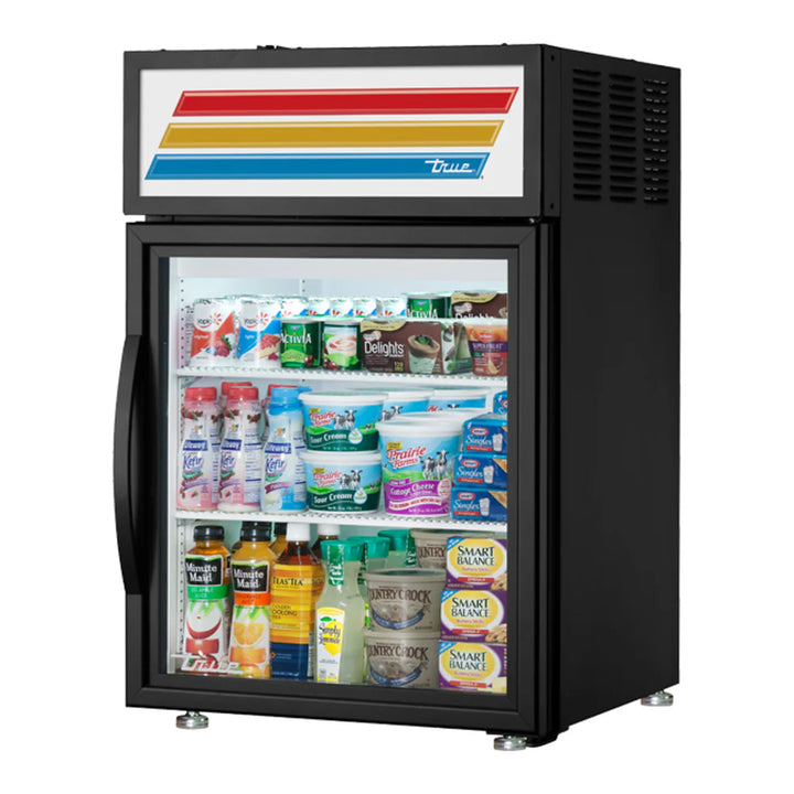 True GDM-05-HC-TSL01 24" Black Countertop Display Refrigerator with Swing Door 115V