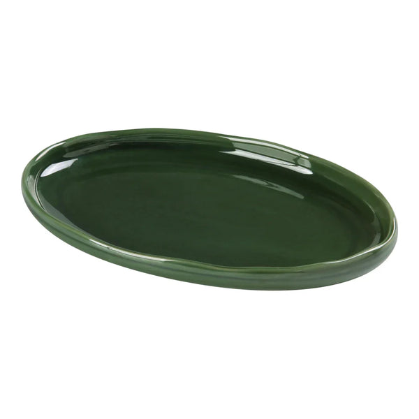 Yanco GG-212 Green Gem 12.25" Oval Plate in Green Porcelain - Pack of 12