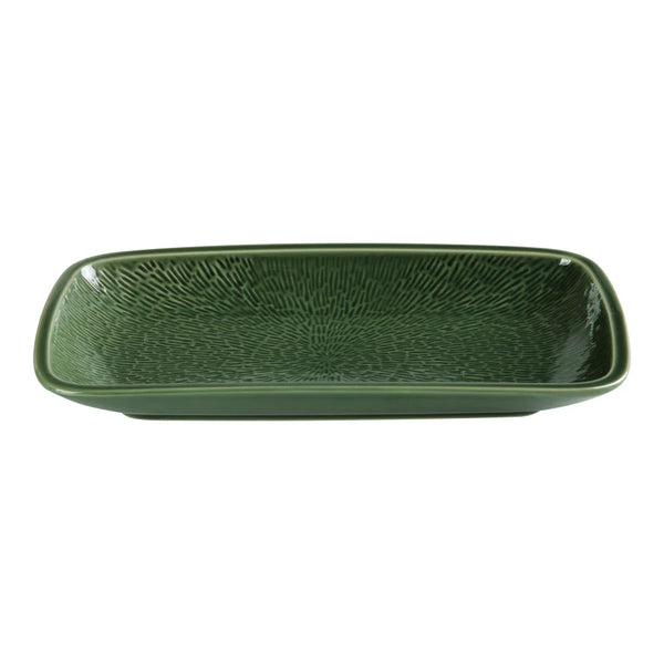 Yanco GG-514 Green Gem 14.25" Rectangular Plate in Green Porcelain - Pack of 12