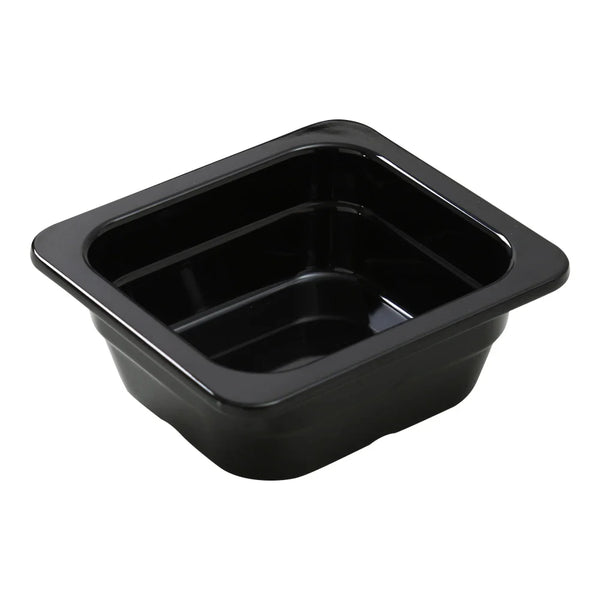 Yanco GN-706BK 6.93" Rectangular GN Pan 1/6, Melamine, Black, 26oz - Pack of 6