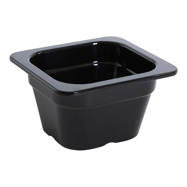 Yanco GN-707BK 6.93" Rectangular GN Pan 1/6, Melamine, Black, 0.9L - Pack of 6