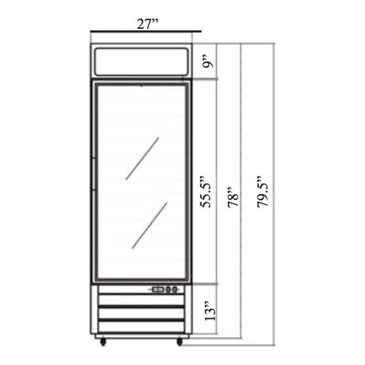 Serv-Ware GR23-HC 27” White Powder-Coated Steel Merchandiser Refrigerator with 1 Glass Door,115v/1ph. 23 cu. ft.-2