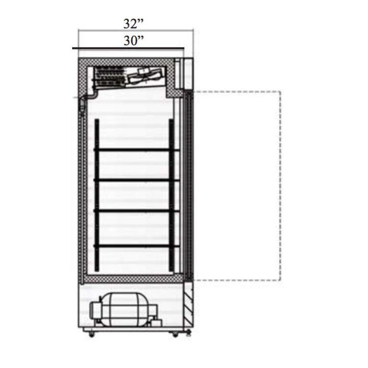 Serv-Ware GR23-HC 27” White Powder-Coated Steel Merchandiser Refrigerator with 1 Glass Door,115v/1ph. 23 cu. ft.-3