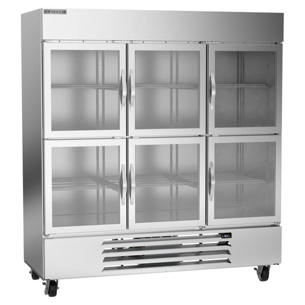 Beverage-Air HBR72HC-1-HG Horizon Series 75" Bottom Mount Half Glass Door Reach In Refrigerator