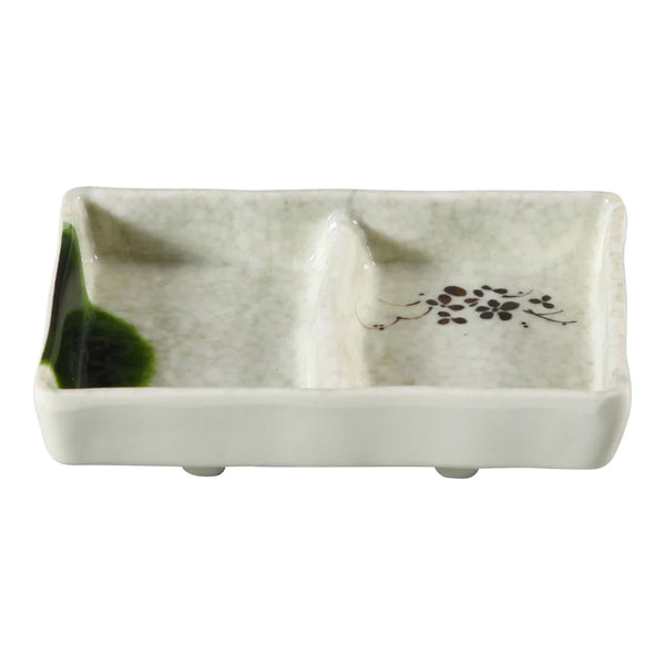 Yanco HO-4031 Honda 5" Rectangular Double Divided Sauce Dish with Beige Melamine, Pack of 48