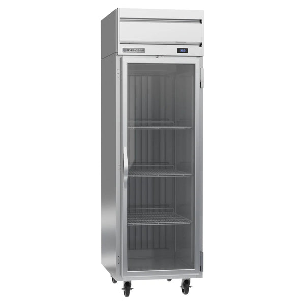 Beverage-Air HRP1HC-1G Horizon Series 26" P Finish Top Mounted Glass Door Reach In Refrigerator