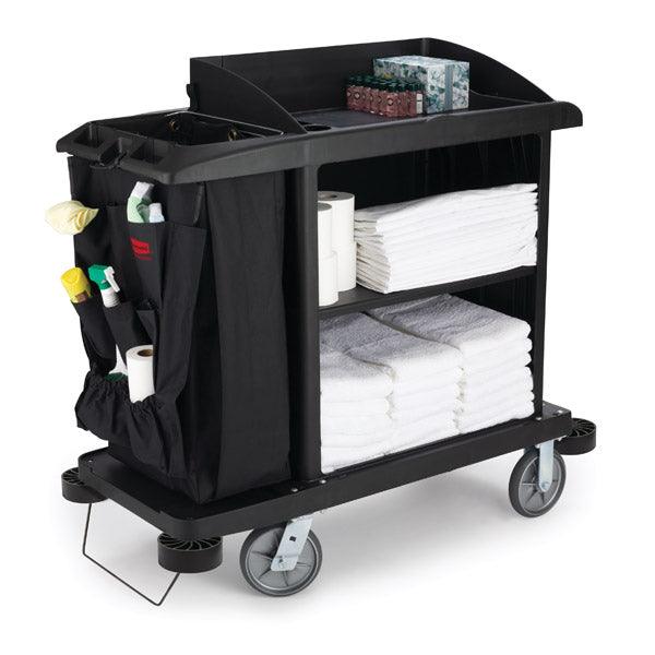 Housekeeping Cart, Full Size, 5'' Poly Wheel, 57''X20''X44'', Crack Resistant, Scratch And Peel Resistant