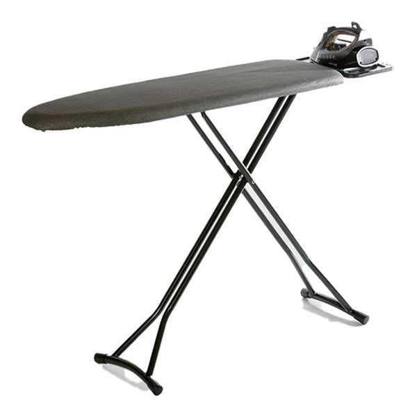 Roomwell UK Compact 43" Premium Ironing Board With Iron Rest, Anti-Flame Fabric, Foldable Legs, Iron Rest