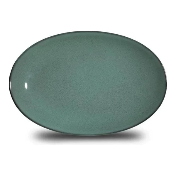 Furtino England Impression Sage Green 31cm/12" Porcelain Coupe Oval Platter, Pack of 6