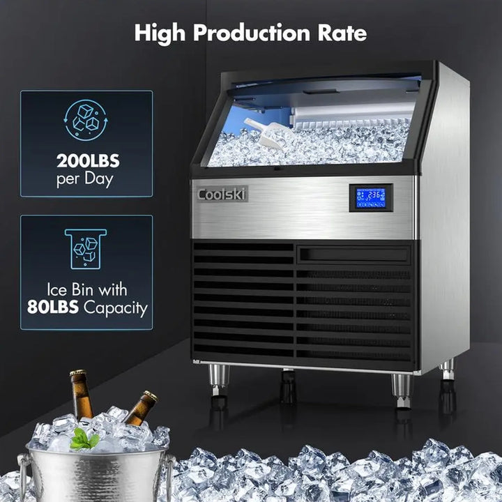 Coolski IM180 26'' Commercial Undercounter Air Cooled Ice Machine With Bin - 110 V, 200 lb.-3