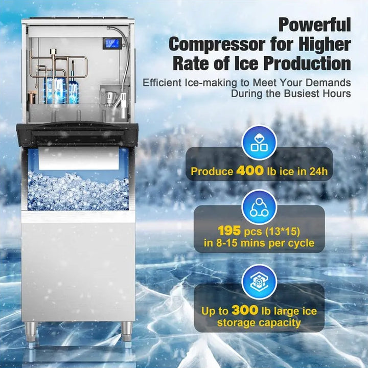 Coolski IM450 22'' Commercial Air Cooled Ice Maker Machine With Bin - 110V, 450 lb.-3