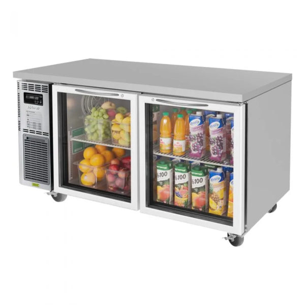 Turbo Air JUR-60-G-N 59" 2 Section J Series Undercounter Refrigerator, 14.58 cu. Ft., 115/60/1 , Side Mount