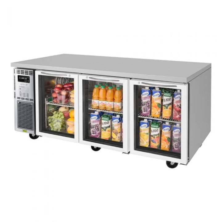 Turbo Air JUR-72-G-N 70-7/8" 3 Section J Series Undercounter Refrigerator, 18.74 cu. Ft., 115/60/1 , Side Mount