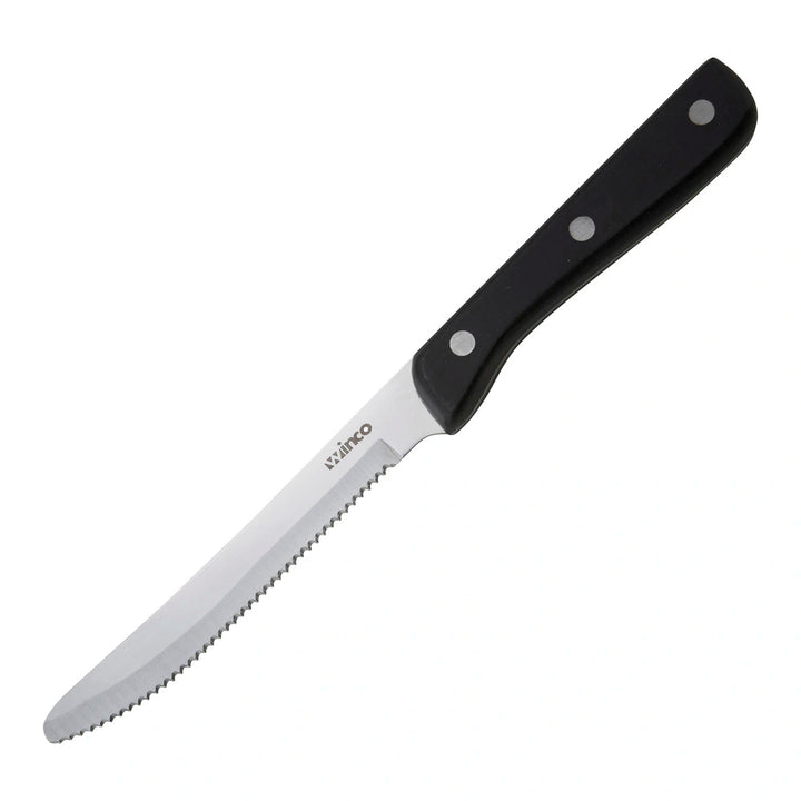 Winco K-80P Jumbo Steak Knives, 5" Blade, Triple Riveted, Full Tang Forged Blade