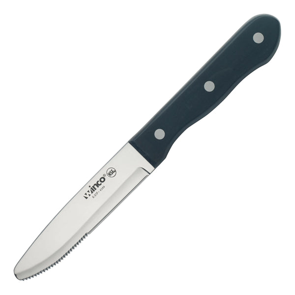 Winco K-81P Jumbo Steak Knives, 4-3/4" Blade, Round Tip, Solid POM Handle, NSF Certified, 6pcs/Pack