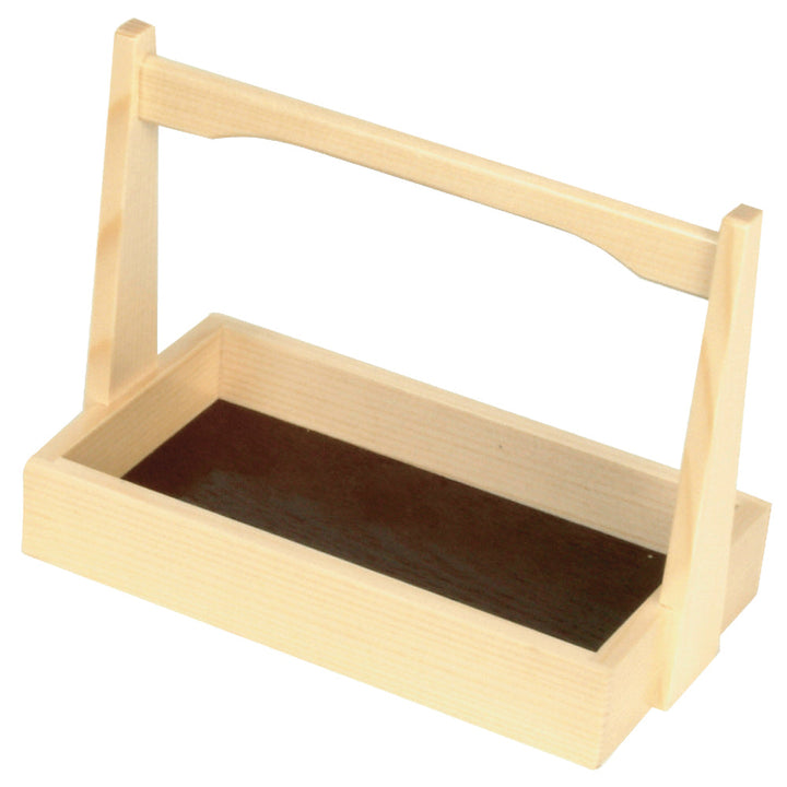 Thunder Group K109 6-1/2" x 3-3/4" Shiraki Wood Shoyu Sauce Holder Tray with Handle