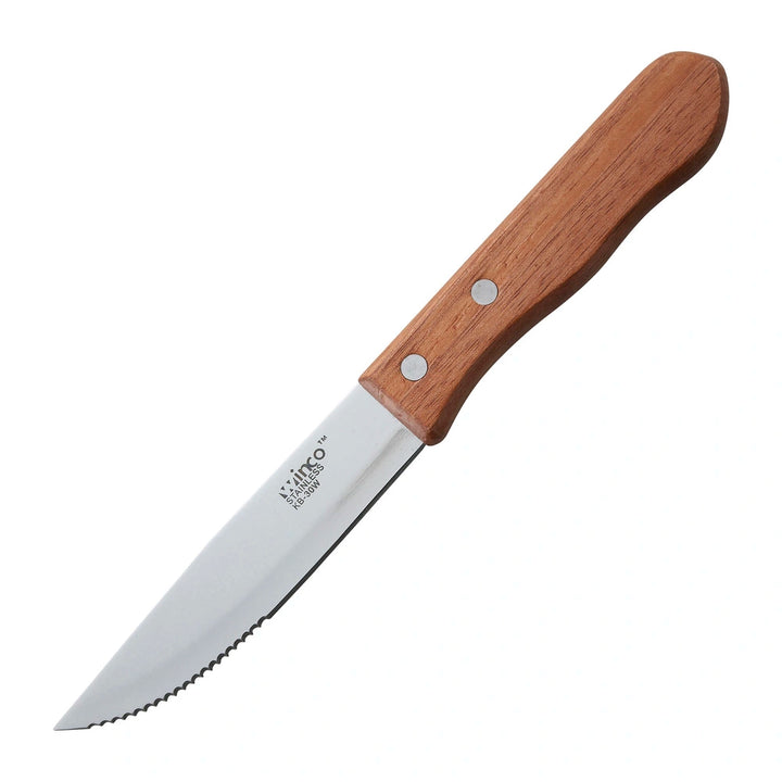 Winco KB-30W Jumbo Steak Knives, 5" Blade, Wooden Handle, Pointed Tip