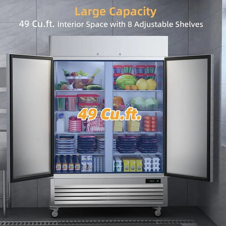 Coolski KF-49 54’’ Stainless Steel Reach-in Commercial Freezer - 49 Cu.Ft Capacity-5