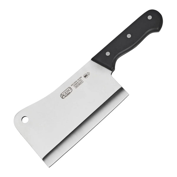 7-Inch Acero Cleaver with Hanging Hole and Black POM Handle