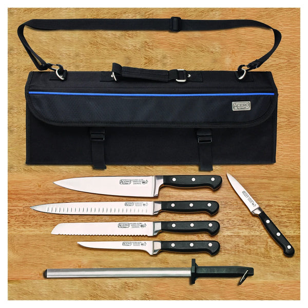 Winco KFP-KITA 7-Piece Cutlery Set with Shears and Knife Bag