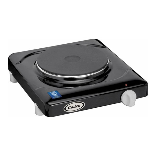 Cadco KR-1 Single Burner Black Portable Electric Hot Plate with 7 1/8" Cast Iron Element - 1,500W, 120V